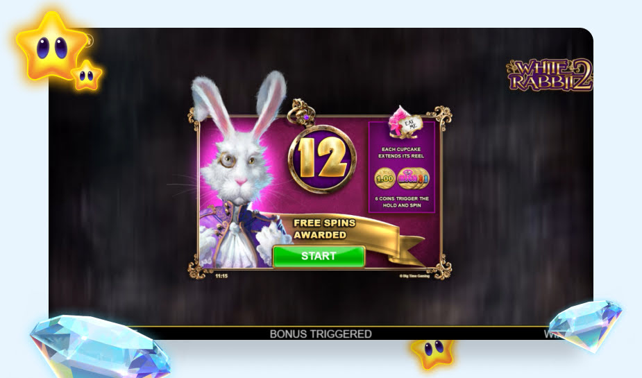 White Rabbit 2 printscreen - 12 Free spins logo