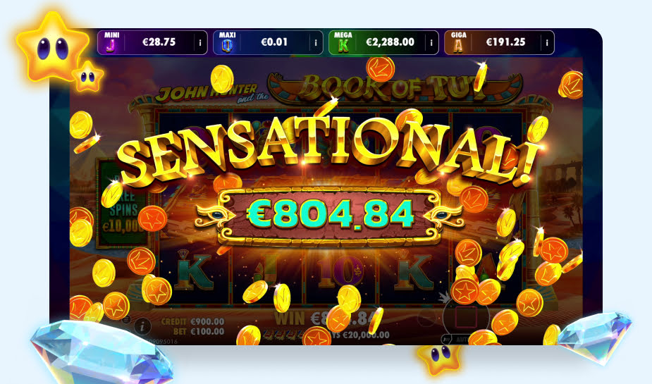 Book of Tut Oranje Jackpot printscreen - Sensational logo