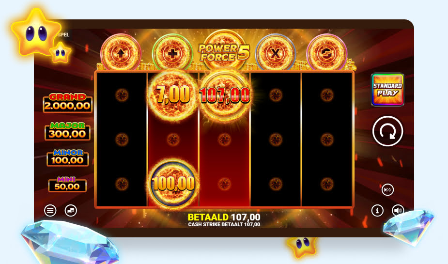 Cash Strike Power Force 5 Speelveld - Winst