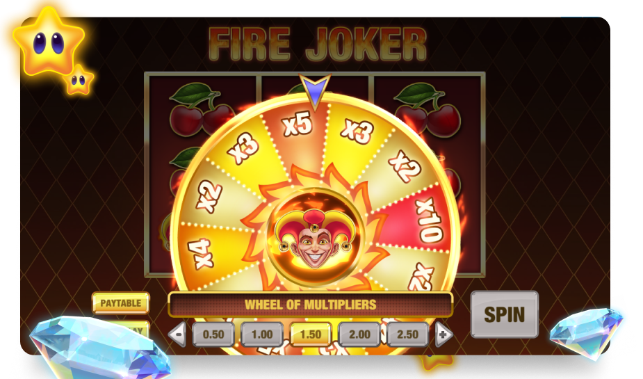 multiplier rad als bonusfuntie bij het spel Fire Joker