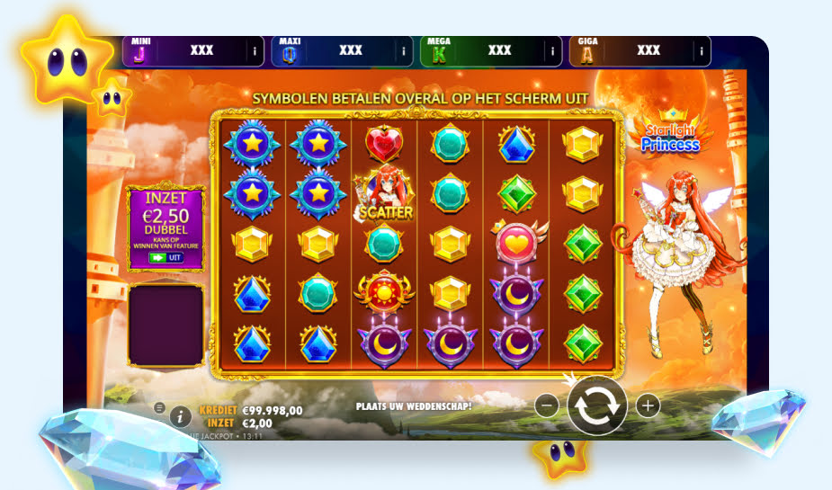Starlight Princess Oranje jackpot printscreen - Gamplay logo