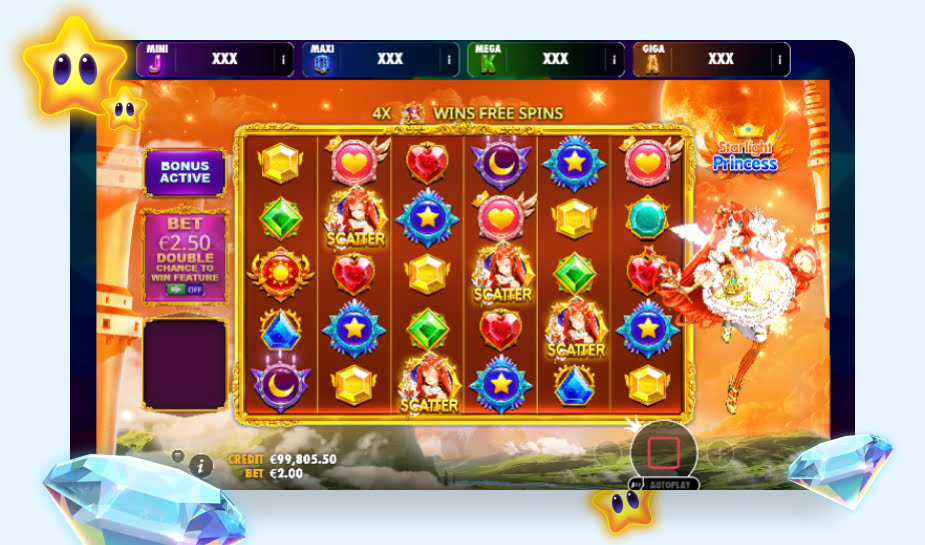 Starlight Princess Oranje jackpot printscreen - Scatters logo