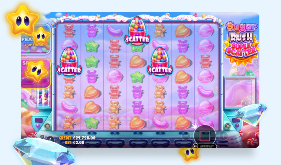 Sugar Rush Super Scatter speelveld - 3 scatters