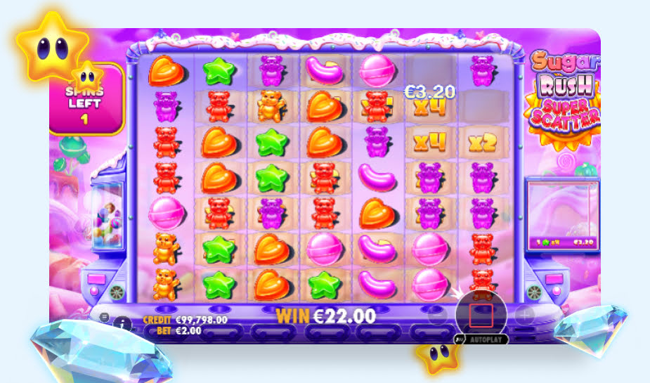 Sugar Rush Super Scatter speelveld - bonusronde