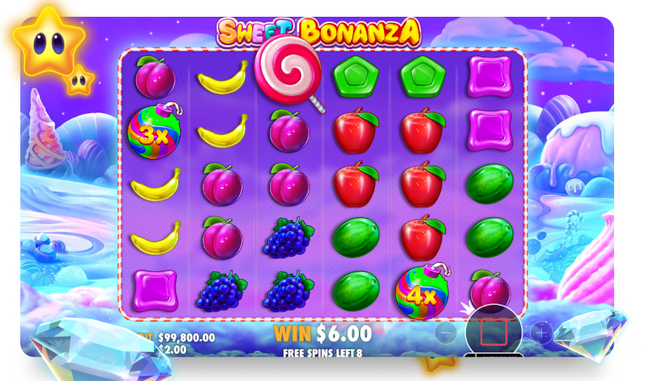 speelveld van de gokkast sweet bonanza