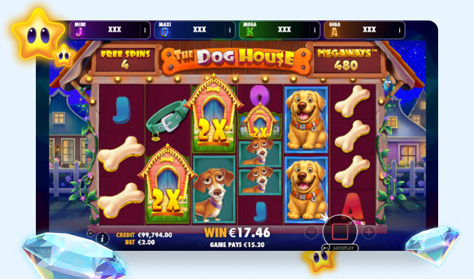 The Dog House Megaways Oranje Jackpot printscreen - Sticky Free Spins logo