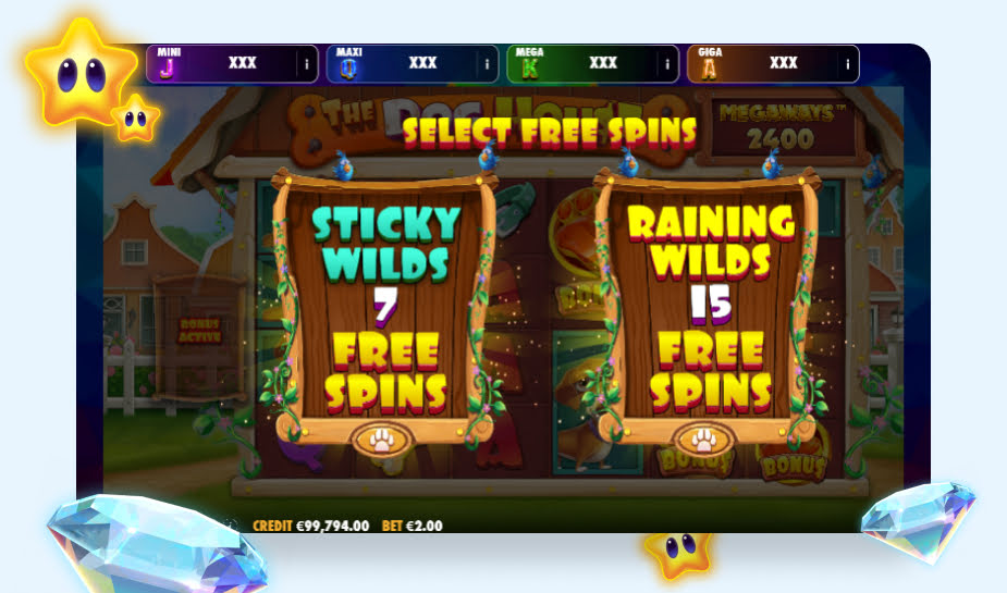 The Dog House Megaways Oranje Jackpot printscreen - Sticky of Raining wilds logo