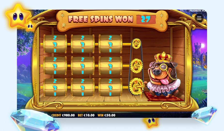 The Dog House Royal Hunt printscreen - Free Spins collect logo