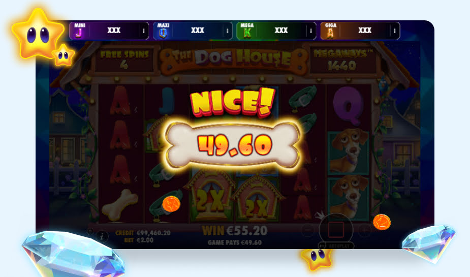 The Dog House Megaways printscreen - Nice Winn loog