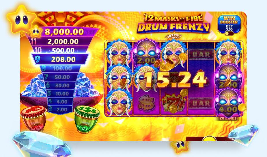 12 Masks of Fire Drum Frenzy Speelveld - Epic Strike