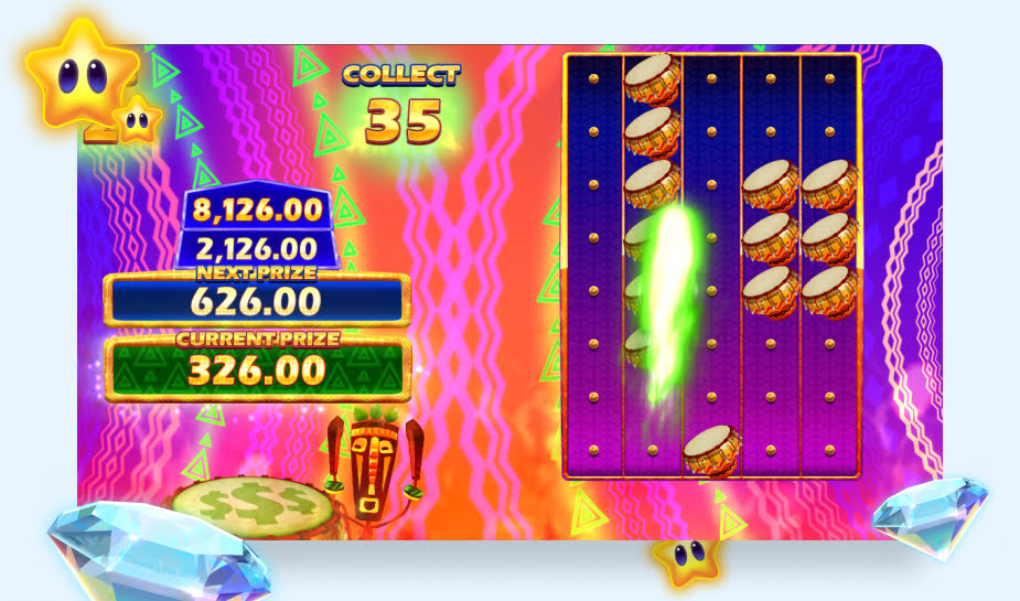 12 Masks of Fire Drum Frenzy Speelveld - Vuurbal