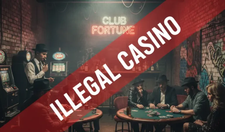 Afbeelding van een met AI gegenereerd image van een illegaal casino.