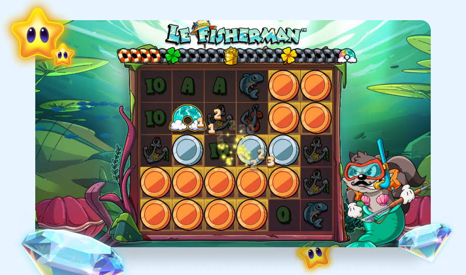 Le Fisherman speelveld Slippery when wet bonusspel