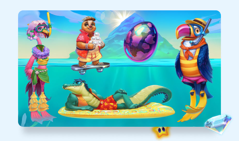 Tropicool 5 speelveld - Personages