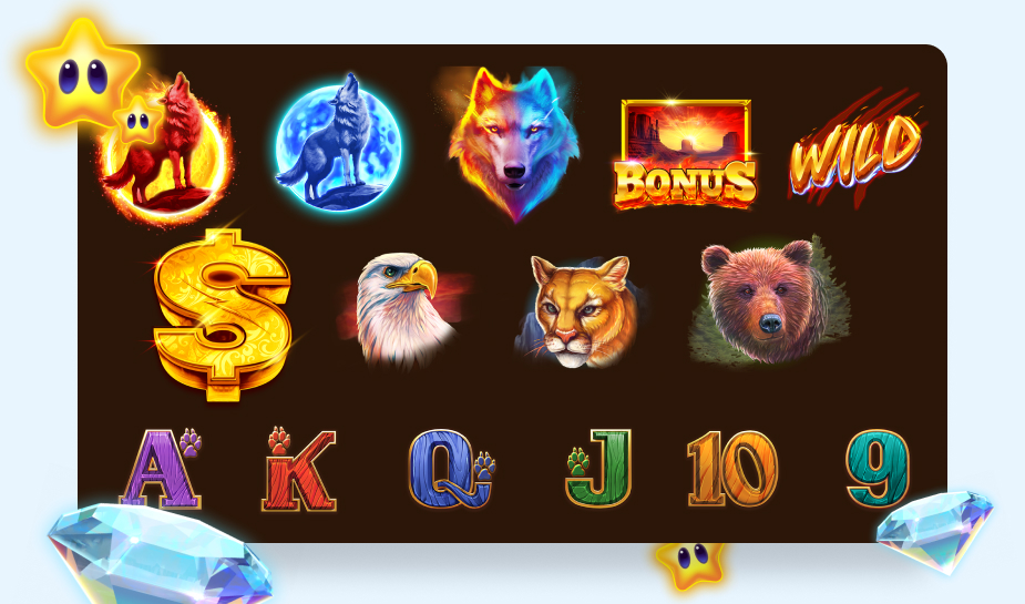 Wolf Blaze Gold Blitz Fortune Power speelveld - Symbolen