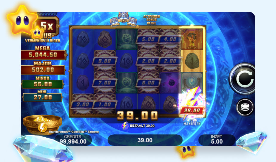 Thunder Struck Gold Blitz Extreme speelveld - Verzamelsymbool bliksem