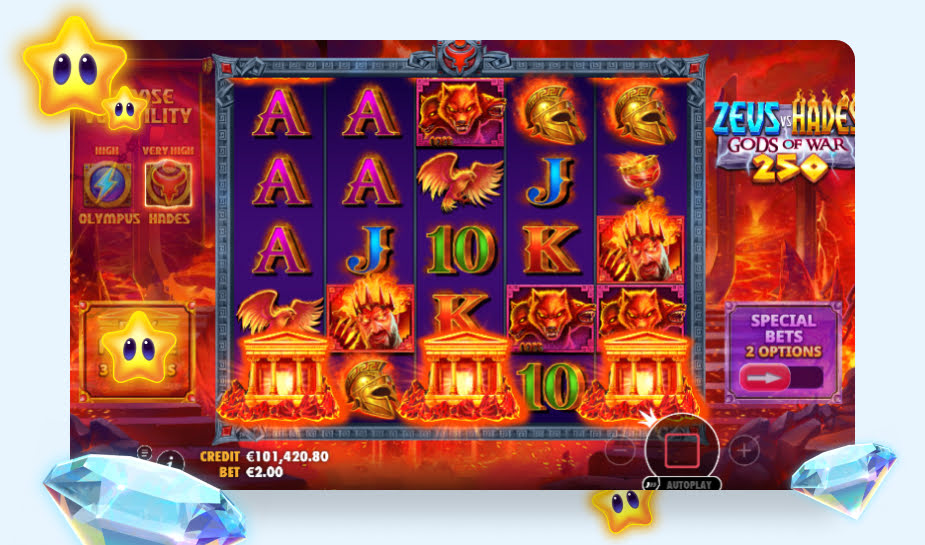 Zeus vs hades Gods of War 250 speelveld - 3 scatters in Hades