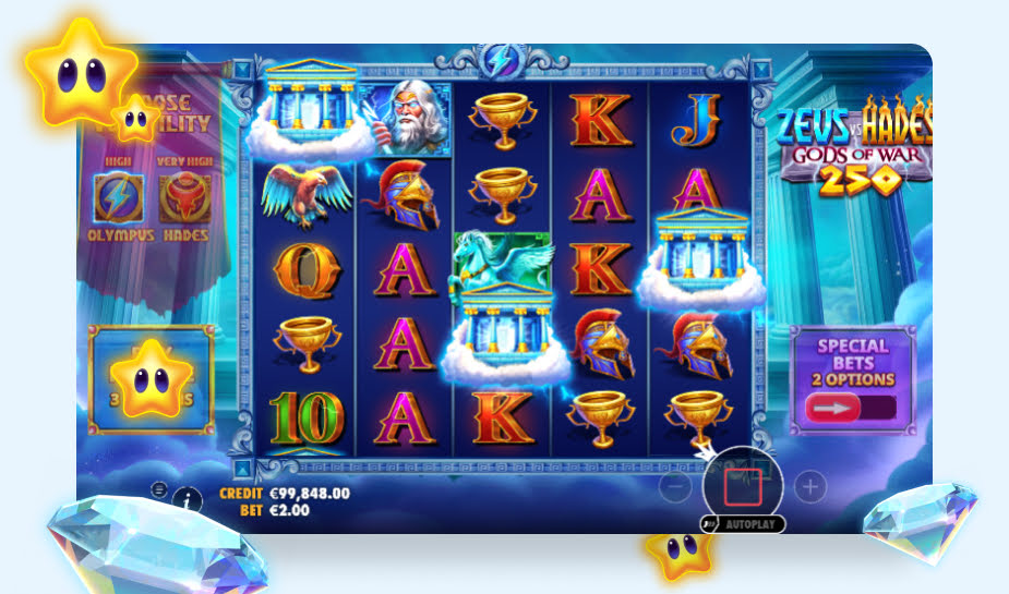 Zeus vs hades Gods of War 250 speelveld - 3 scatters in Zeus