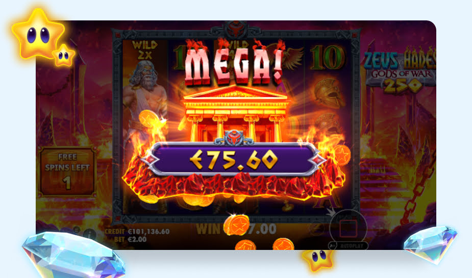 Zeus vs hades Gods of War 250 speelveld - Mega Win