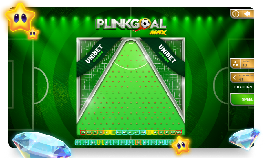 speelveld van het spel plinkgoal van unibet logo