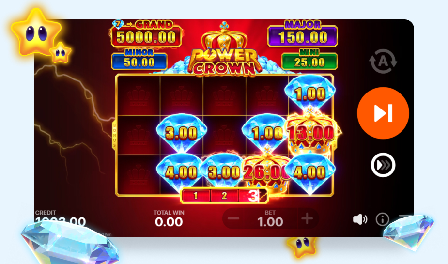 Power Crown: Hold and Win speelveld - Bonusronde