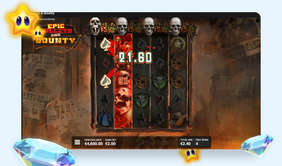 Epic Bullets and Bounty Speelveld - Bonusronde Four shots to freedom