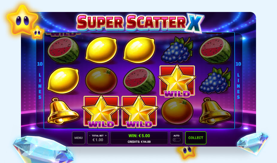 Super Scatter X speelveld - 3 wilds