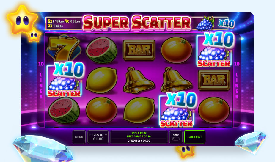 Super Scatter X speelveld - Scatters