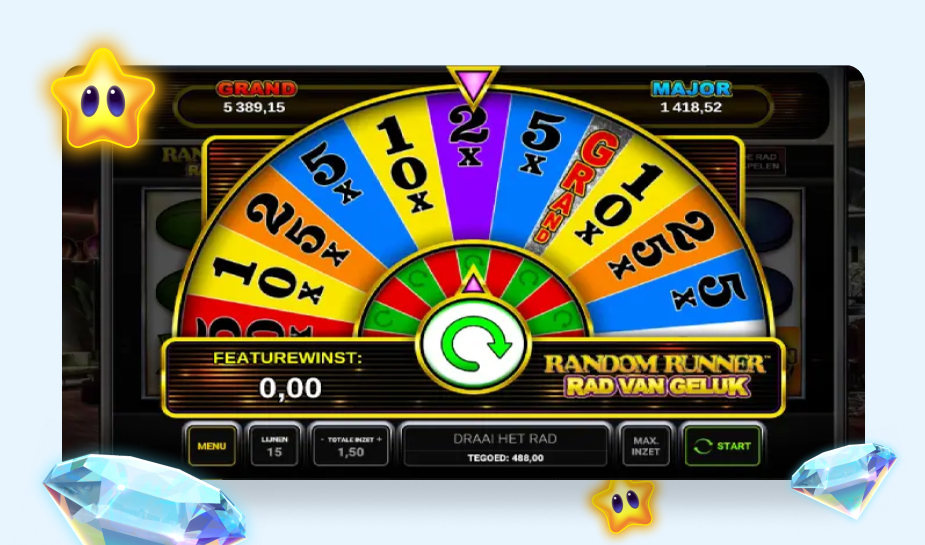 Random Runner Rad van Geluk spel duel