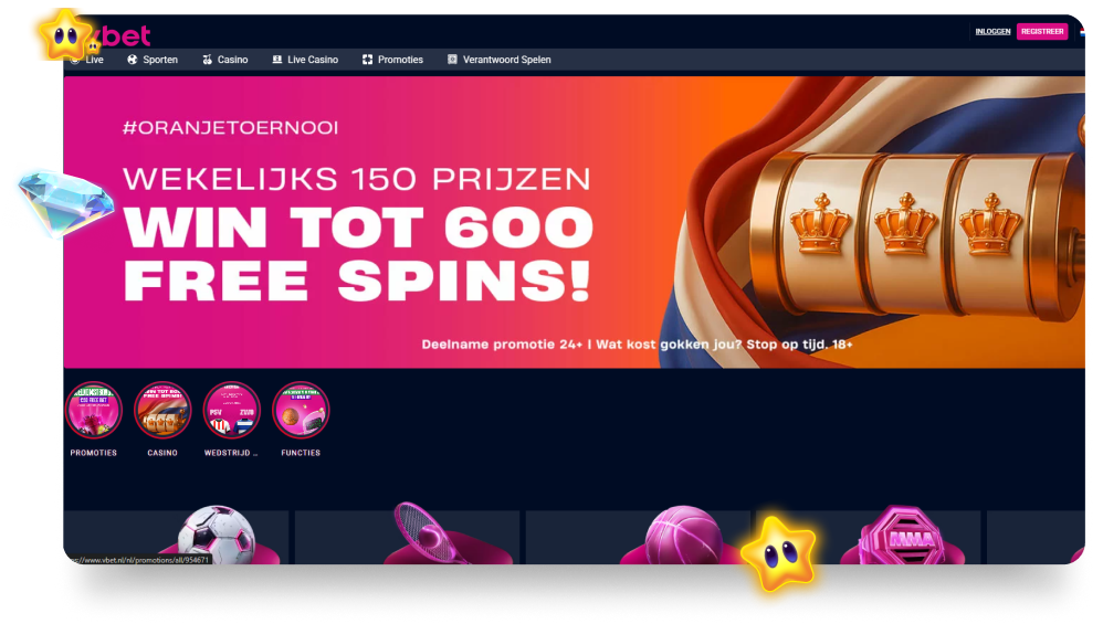 foto van de website van Vbet