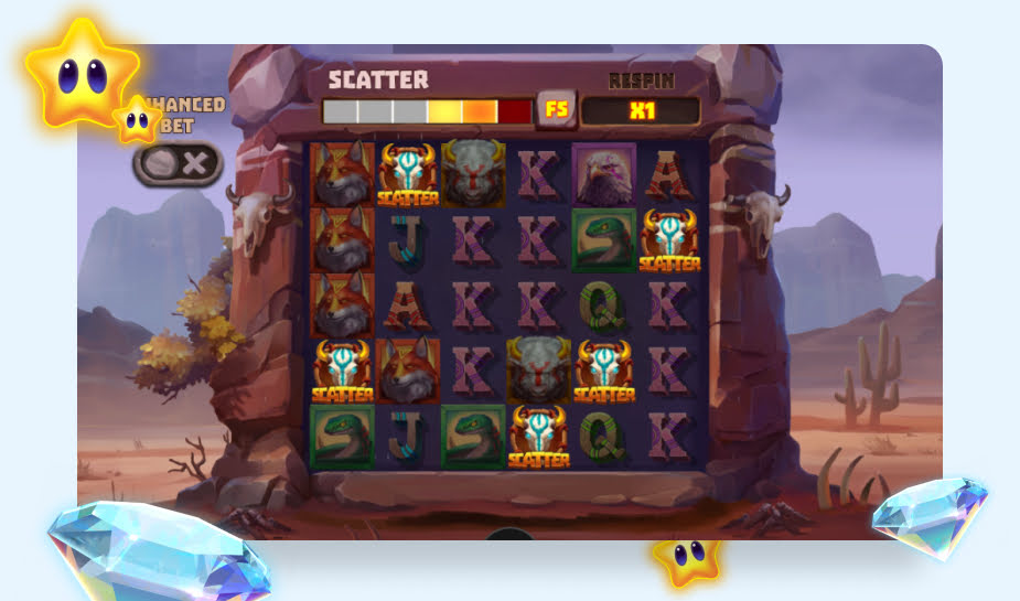 Celestial Buffalo Speelveld - Scatters gedraaid