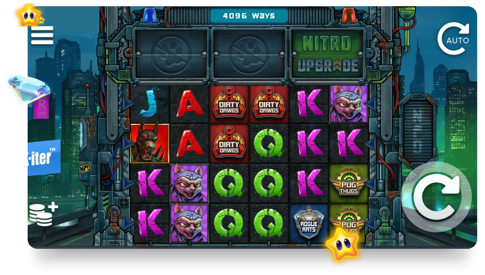 het speelveld van de gokkast nitropolis 5