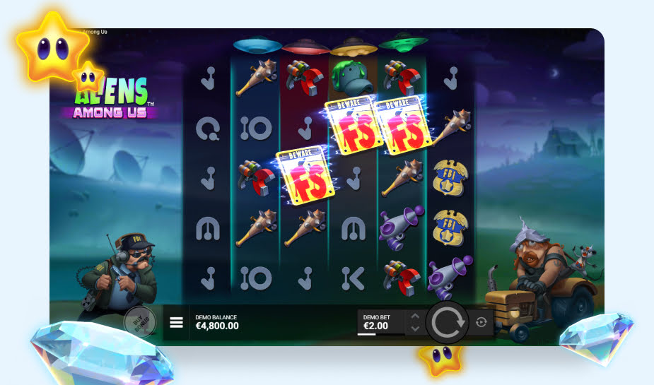 Aliens Among Us speelveld - Free spins gedraaid