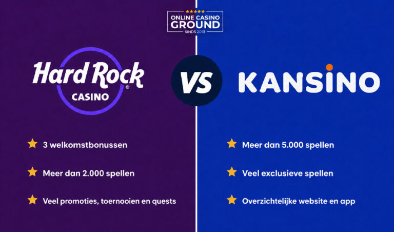 vergelijking tussen de twee legale online casino's Hard Rock Casino en Kansino