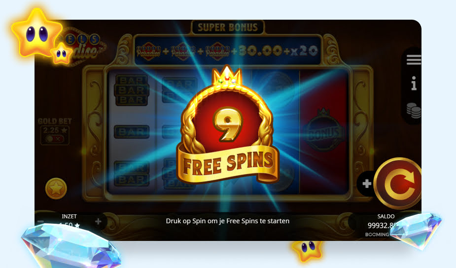 Reels Paradise speelveld - 9 free spins