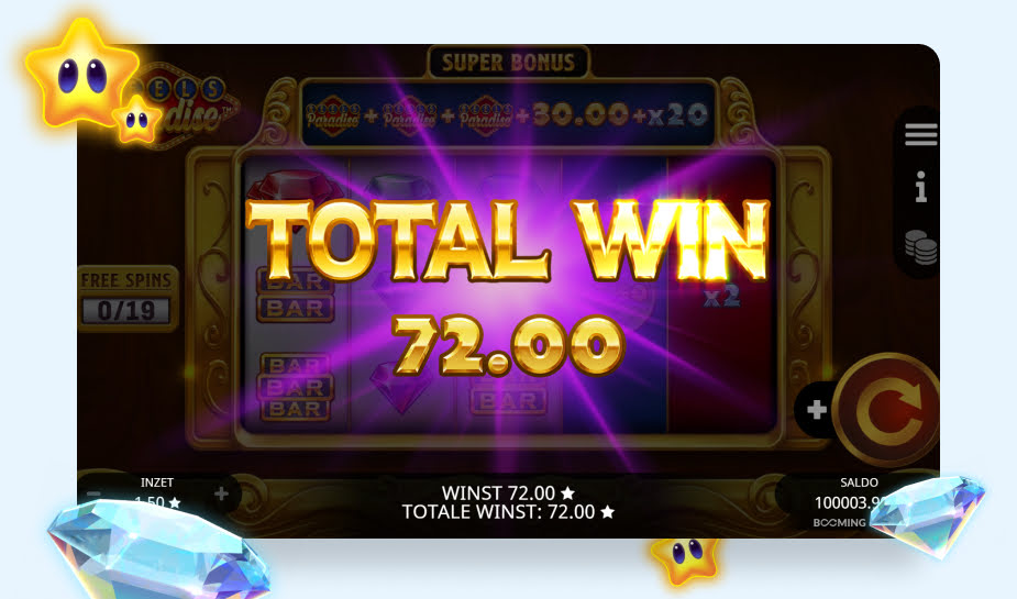 Reels Paradise speelveld - Total Win