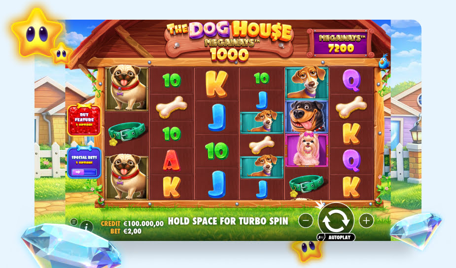 The Dog House Megaways 1000 - Speelveld Gameplay