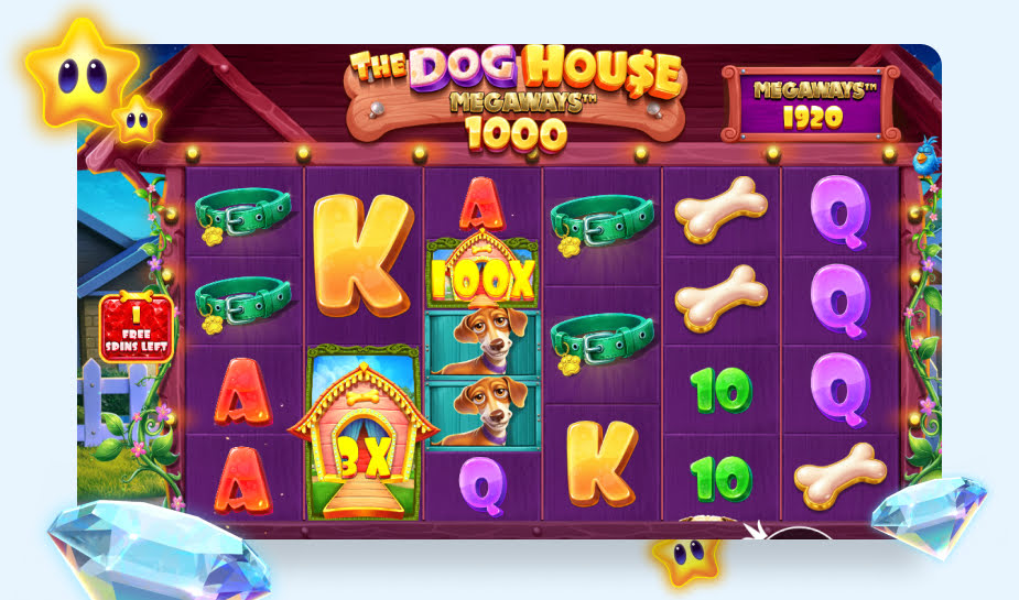The Dog House Megaways 1000 - Speelveld Wilds bonusronde