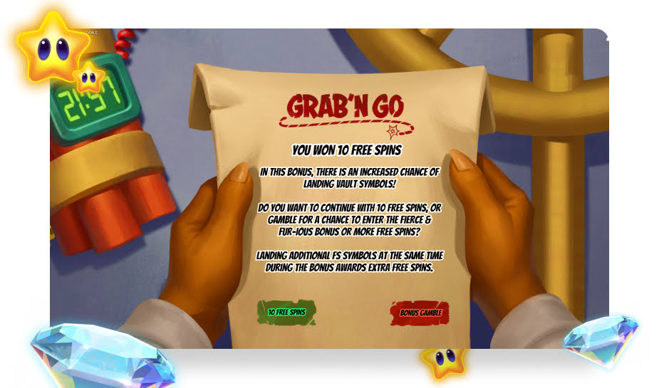 Cash Crooks speelveld - Grab'n GO free spins