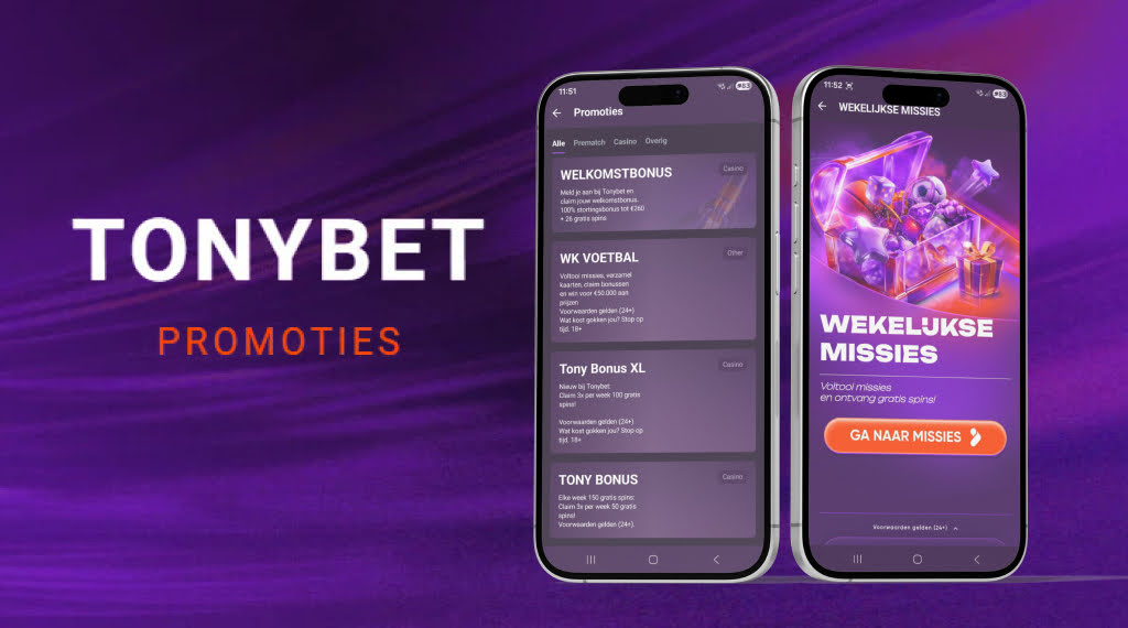 Casino app Tonybet bonussen afbeelding