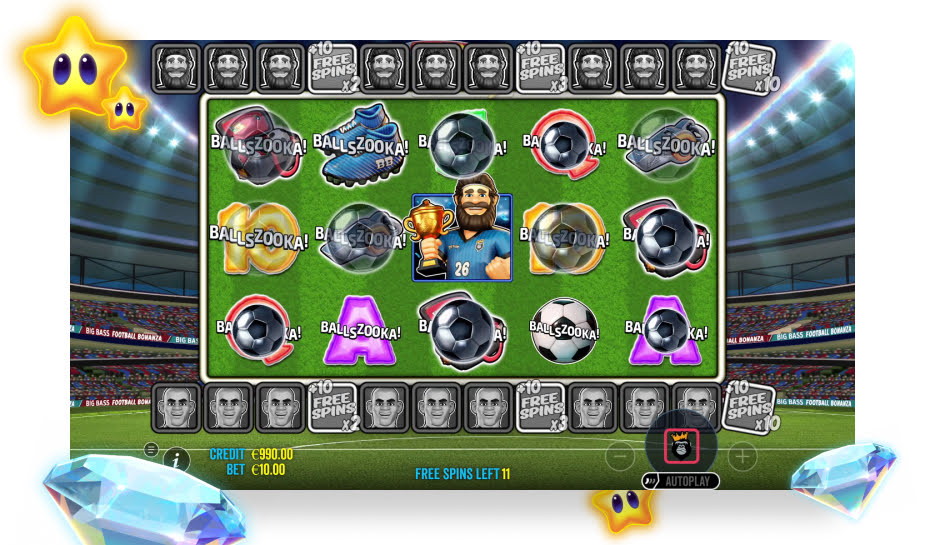 Big Bass Football Bonanza speelveld - Balls Zooka