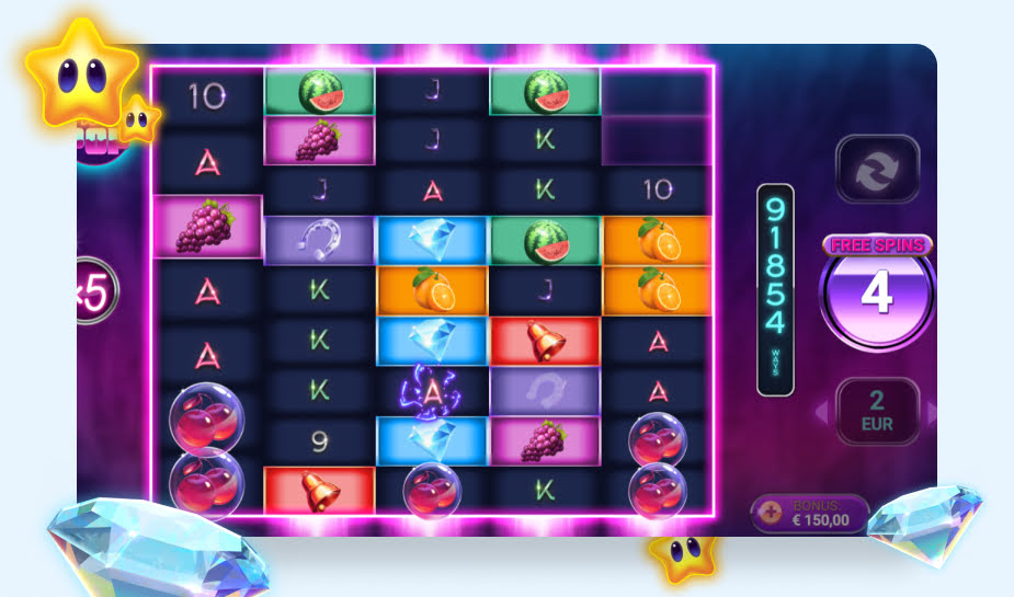Printscreen CherryPop afbeelding - uitgebreid veld bonusronde