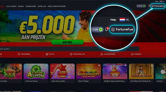 Open het menu via je speelnaam
