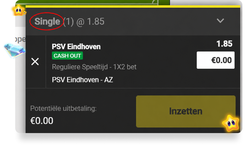 Controleer of je een single, combi of Bet Builder hebt