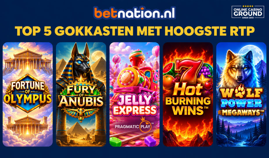 Top 5 gokkasten met de hoogste RTP bij Betnation