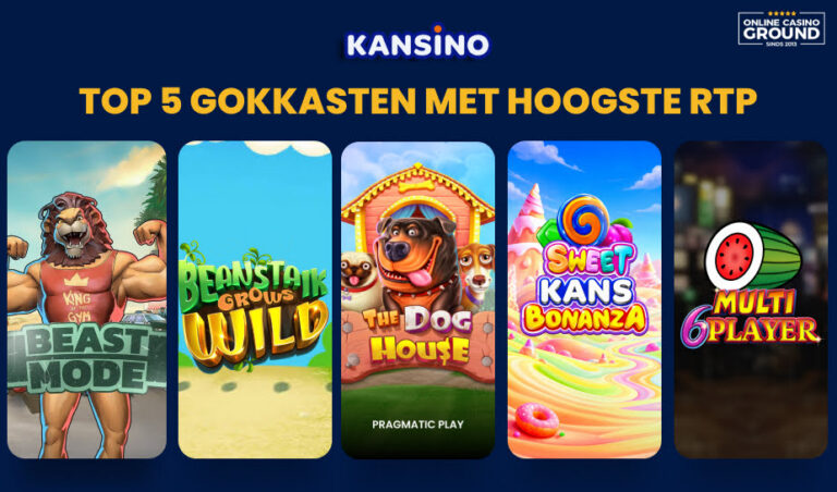 Top 5 gokkasten met hoogste RTP bij Kansino afbeelding
