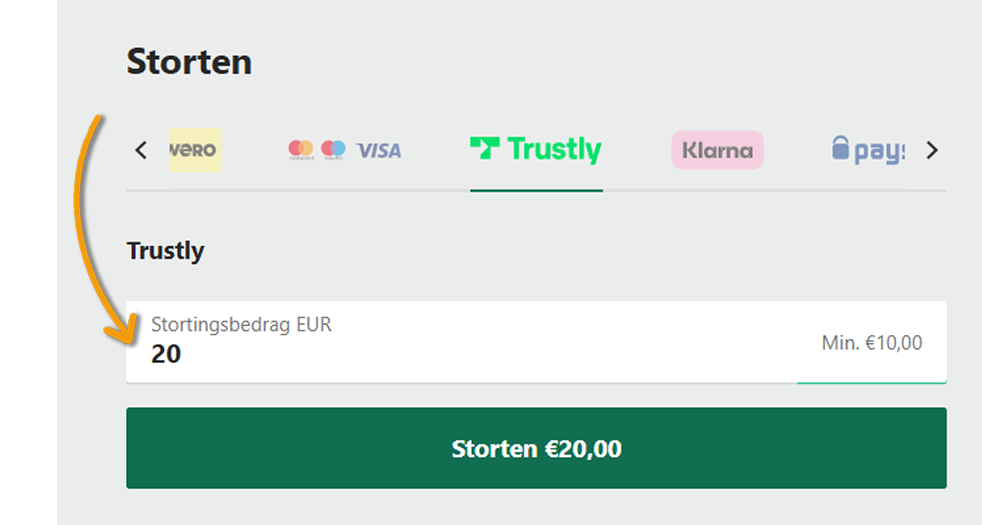 Vul je bedrag in en kies je bank